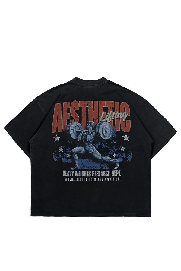 Sports Game Aesthetic Lifting Tee – Faded Black