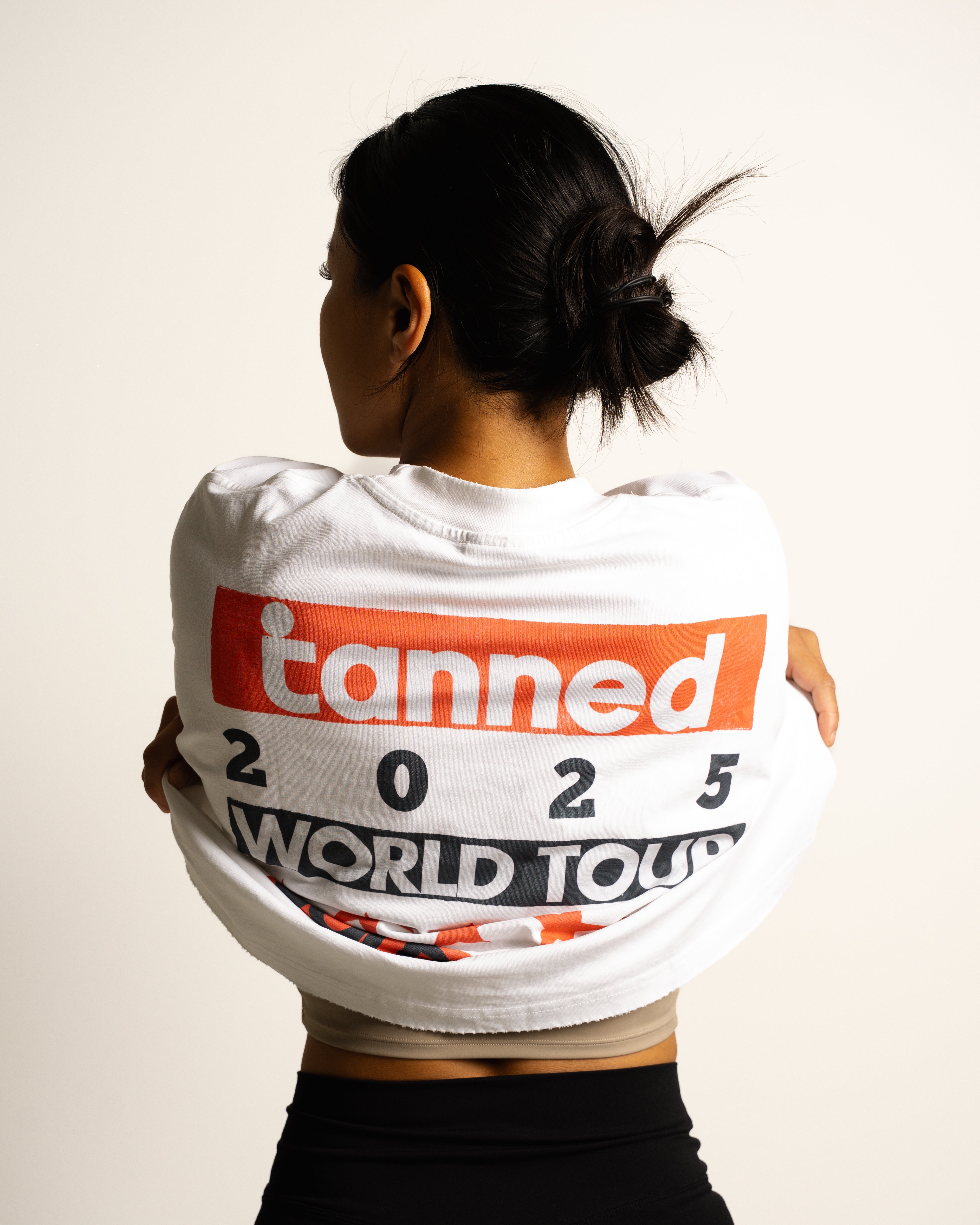 World Tour Tee (Cropped) - Washed White