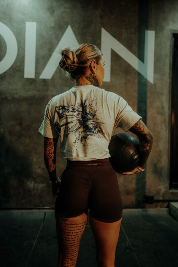 Psychotic Stained Water Cropped Tee – Grey Marl