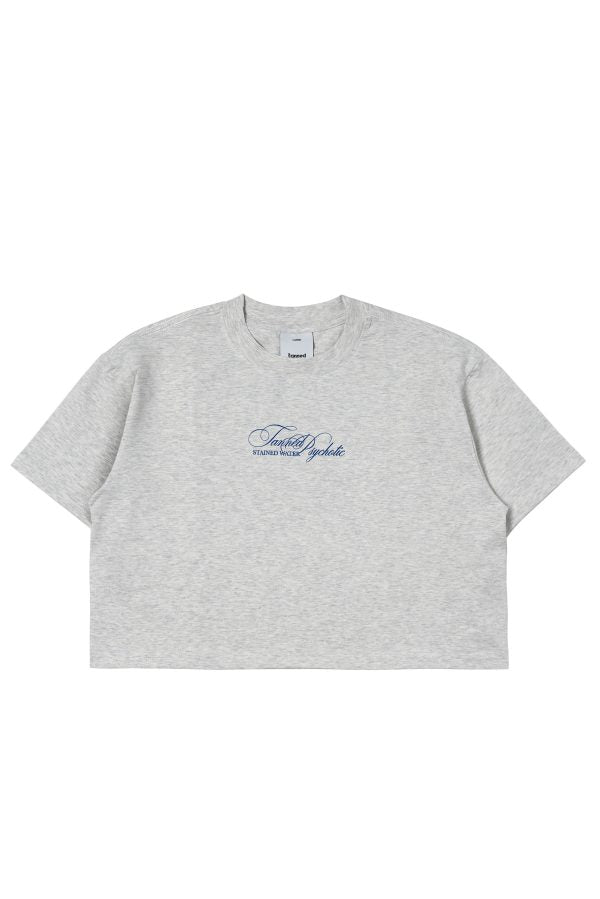 Psychotic Stained Water Cropped Tee – Grey Marl