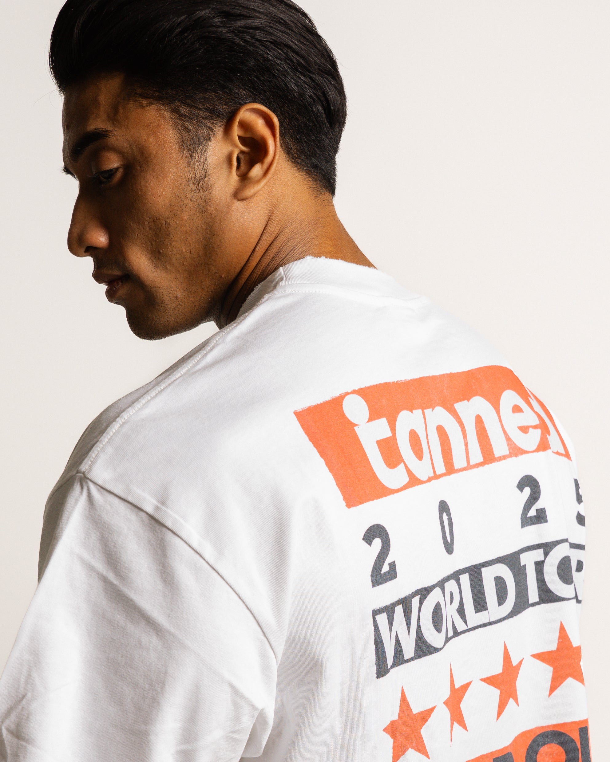 World Tour Tee (Cropped) - Washed White