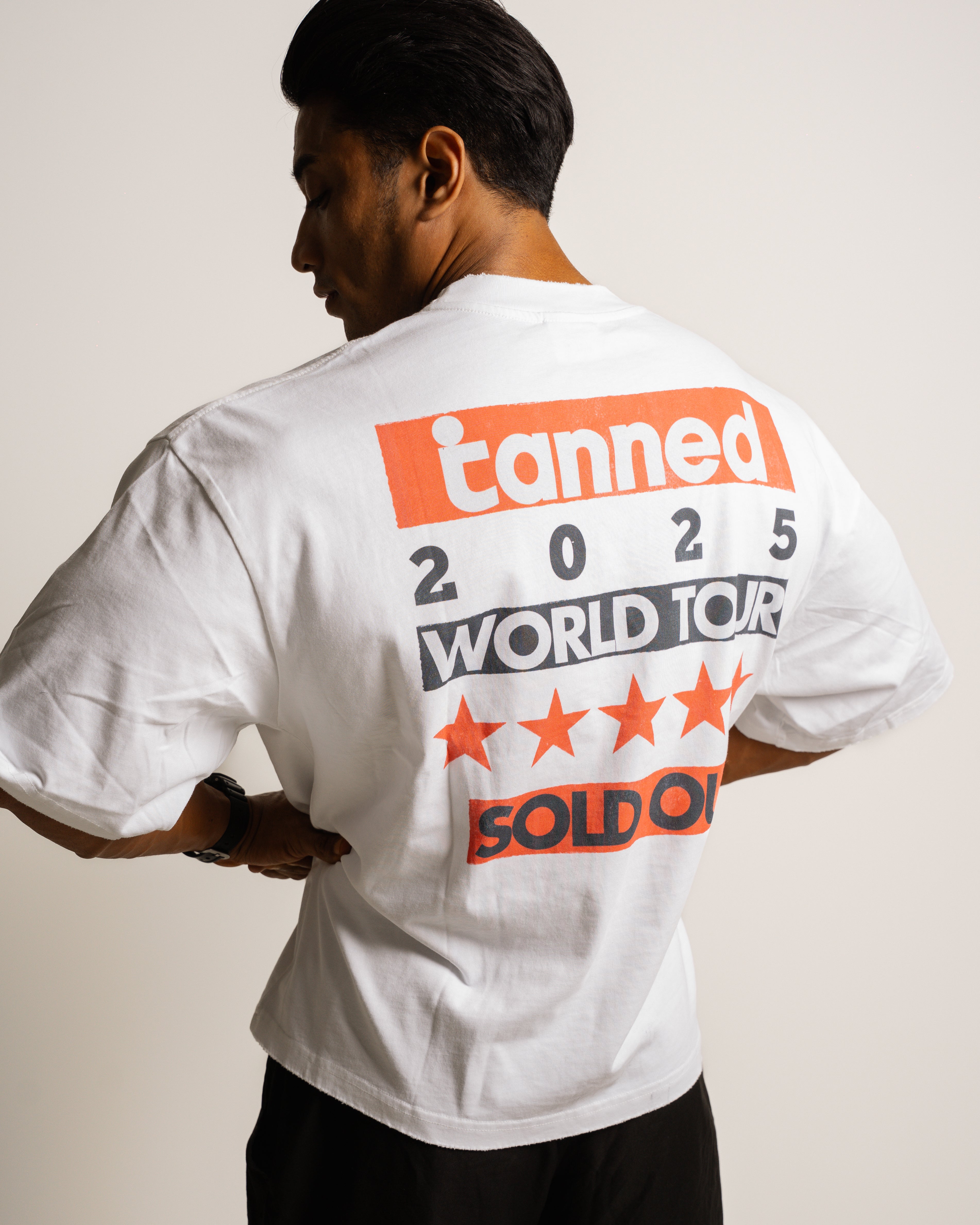 World Tour Tee (Cropped) - Washed White